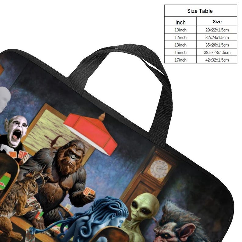 Mythical Poker Night Laptop Bag - Cryptid Neoprene Laptop Case afbeelding 7