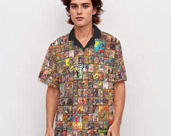Vintage Pulp Fiction Magazine Cover Hawaiian Shirt | Retro Sci-Fi Detective Romance Fantasy