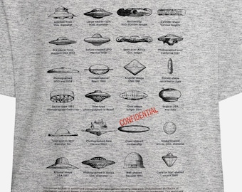 UFO Field Guide T-Shirt | Unidentified Flying Object Classification Chart | UAP Conspiracy Theory Tee