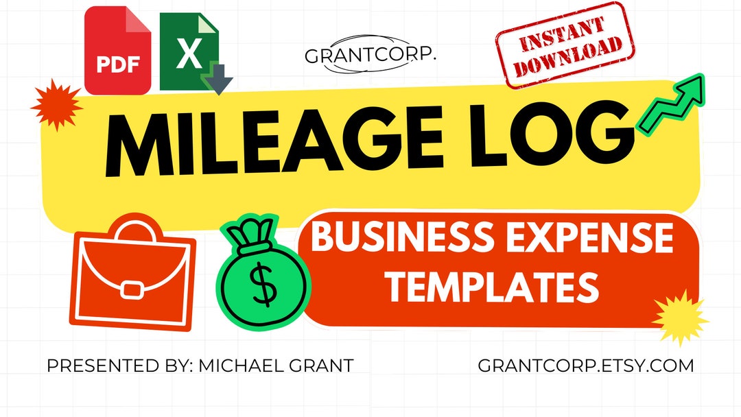 Mileage Log and Expense Report Easy Fillable PDF and Excel Instant ...