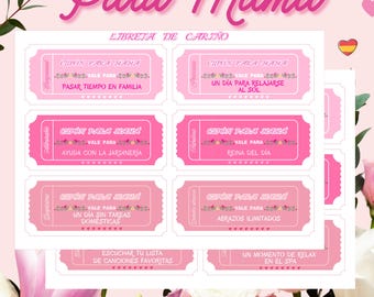 Cupón para Mamá - Printable Cupones en Español - Regalos Día de la Madre - Regalos para Mamá - Vales Día de la Madre - Cumpleaños de Mamá