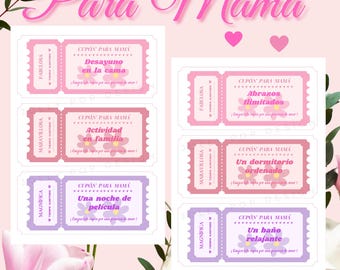 Cupón para Mamá - Regalos Día de la Madre - Printable Cupones - Regalos para Mamá - Cumpleaños de mamá - Vales para madre en español