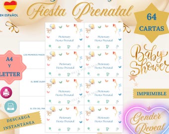 Pictionary Fiesta Prenatal - Juego Fiesta Prenatal en Español - Actividad para Fiesta Prenatal - Adivinanzas - Baby Shower Charades Game