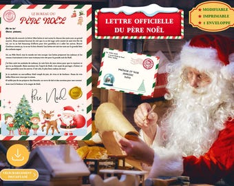 Editable letter from Santa Claus, Printable letter from Santa Claus in French, Santa's office, Message from the North Pole, Good child list
