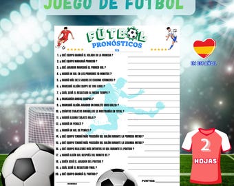 Juego de Fútbol printable - Juego de Pregnósticos de Fútbol - Juego Partido de Fútbol, Actividad para Partidos Fútbol, Aficionados de Fútbol