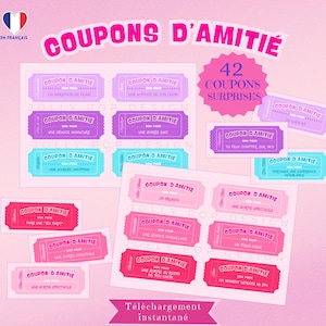 Coupons d’Amitié imprimables - Coupons Amitié à imprimer - Cadeaux pour Anniversaire - Idées Cadeaux à imprimer - Coupons Bestie en Français