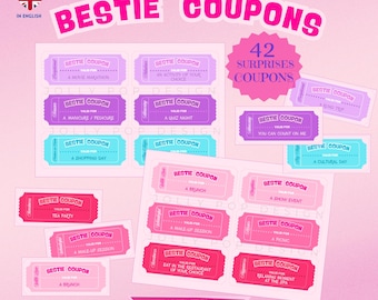 Best Friend Coupons - Printable BESTIE COUPONS - Coupons to print - Birthday Gifts - Mother's Day gifts - Gifts ideas, Friend Birthday ideas