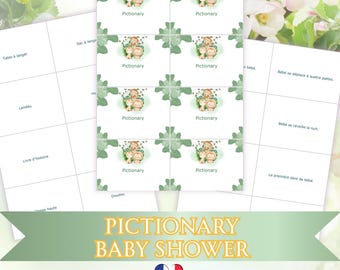 Pictionary Baby Shower, Baby Shower Game in French, Baby Shower Guessing Game, Gender Reveal Party, Baby Shower Activity, Maternity