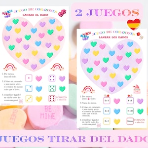 Printable Juegos Tirar del Dado, Juego Lanzar del Dados, Juegos Divertidos, Juegos para Fiestas, Niños, Familia, Amigos, Escuela, Español