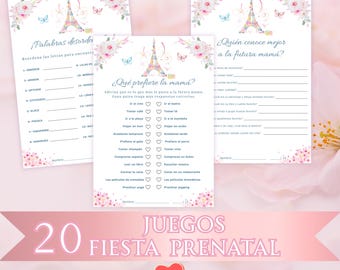 Prenatal Party Games, Prenatal Party Game Set, Baby Shower Activities in Español, Printable Activities, New Year Party, Baby