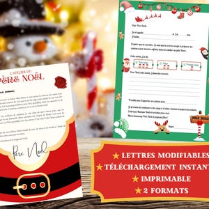 Lettre au Père Noël et enveloppe à imprimer, ensemble lettre réponse du Père Noël, produit digital, téléchargement instantané, enfant, fête