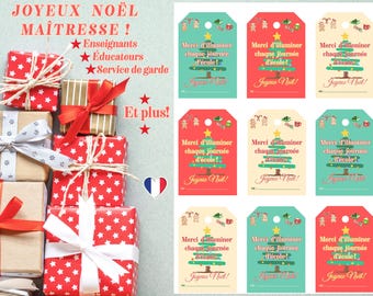 Etiquetas de presente de Natal para imprimir, Etiquetas de presente para professores, Etiquetas de presente para funcionários da escola, Agradecimento ao professor