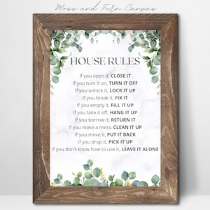 Printable Rustic Game Rules Family Home Rules, House Rules Sign for Airbnb Hosts, Vacation Property ...