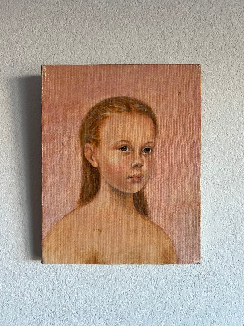 Vintage Original Oil Painting Portrait of Girl - Etsy