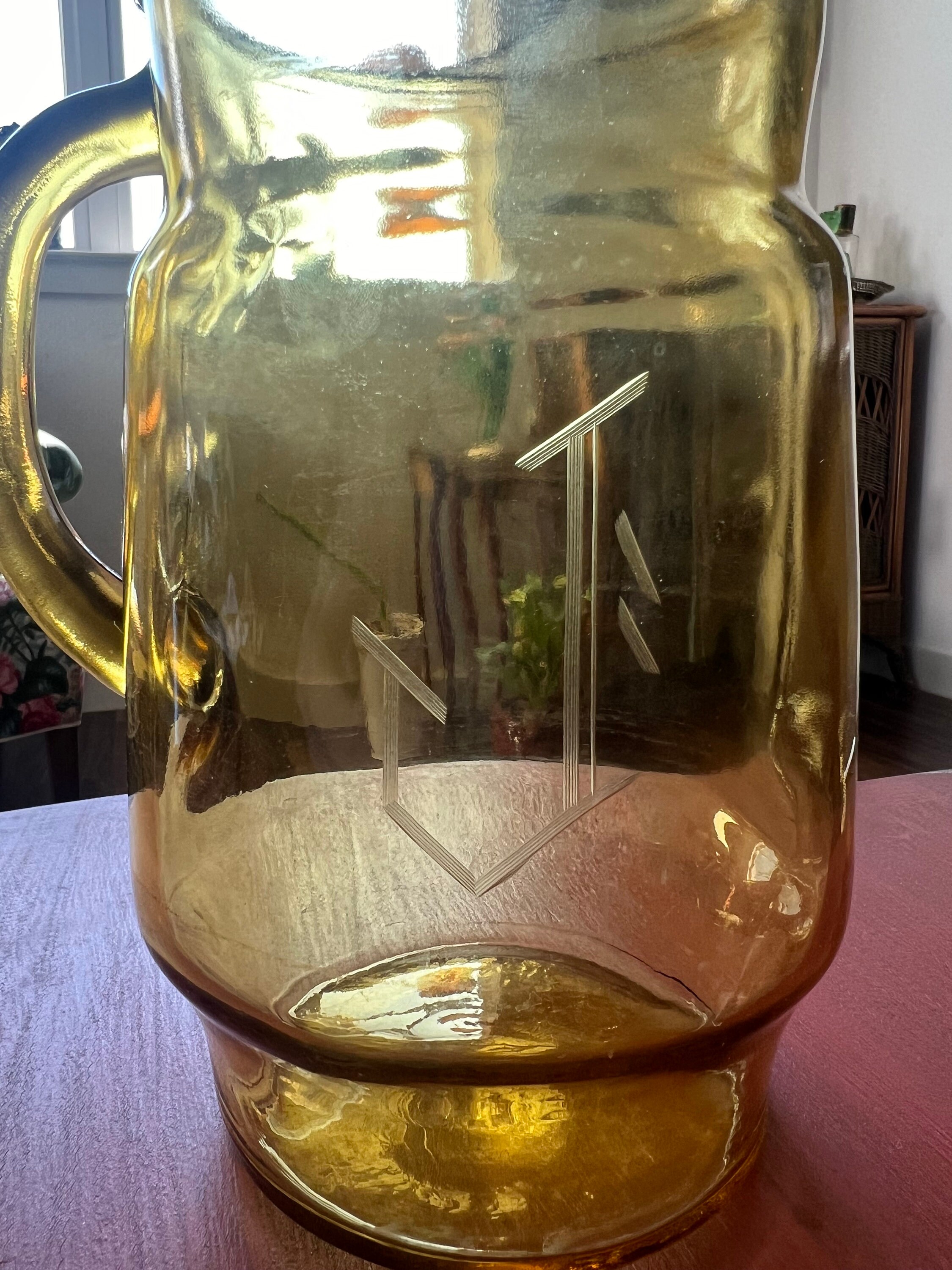 Letter Join Pitcher Vintage Anchor Hocking Letter “J” Etched Amber Glass Water Pitcher - Etsy