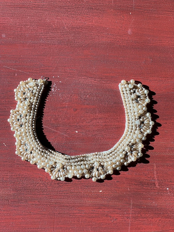 Vintage Handmade Japanese Faux Pearl Bib Necklace 