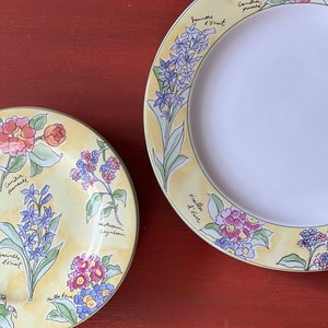 Vintage Furio Fine China Watercolor Floral Salad Plates and Dessert Plates