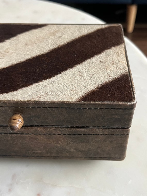 Vintage Zebra Leather Decorative Box - image 2