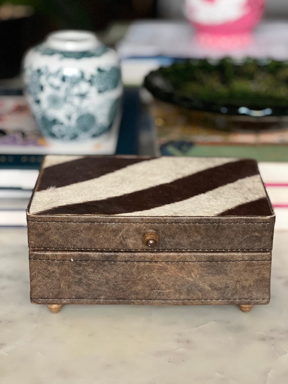 Vintage Zebra Leather Decorative Box - image 1