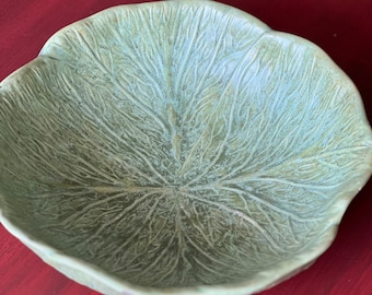 Antique Cabbage Lettuce Leaf Bowl