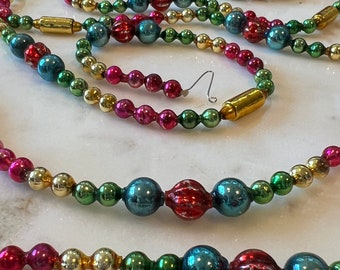 Vintage Mid Century Modern Mercury Glass Beaded Garland