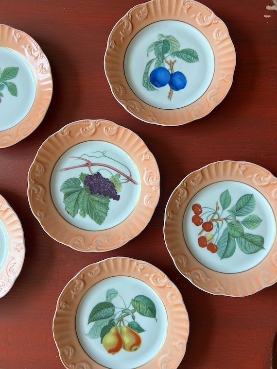 食器 Antique,Vista Alegre, Mottahedeh Vintage Mottahedeh Vista Alegre Summer Fruit Cake Stand and Plates