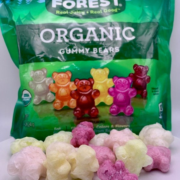 Organic Freeze Dried Gummy Bears - Gluten Free -Colors from Real Sources