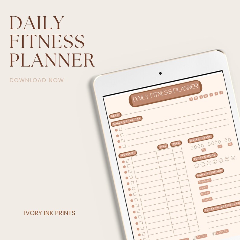 One Page Digital Planner, Fitness Planner, Instant Download, Printable ...