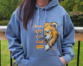 Lejonet Zodiac Hoodie: Komfortfärgade plaggfärgade lejontröjor