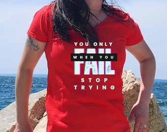 Inspirerend citaat T-shirt met V-hals - motiverend T-shirt dames