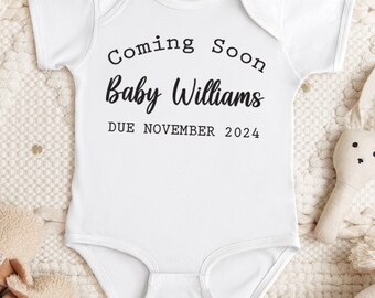 Personalised Baby grow, Expected Due Date new Baby Bodysuit, personalized Baby vest , Baby announcement, baby shower gift, Pregnancy reveal