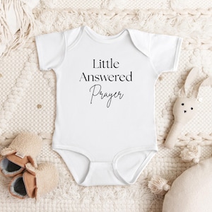 Little Answered Prayer Baby bodysuit, Miracle baby, Cute Religious Bodysuit,  prayer answered Baby announcement, baby gift, faith bodysuit