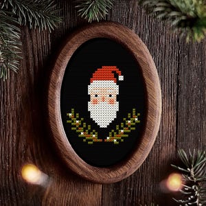 Santa Claus Cross Stitch Pattern: Christmas Tree Embroidery (PDF Download)