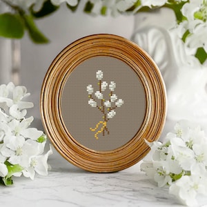 Willow Cross Stitch Pattern for Beginners: Small Spring Embroidery, Easter Decor (PDF Download)