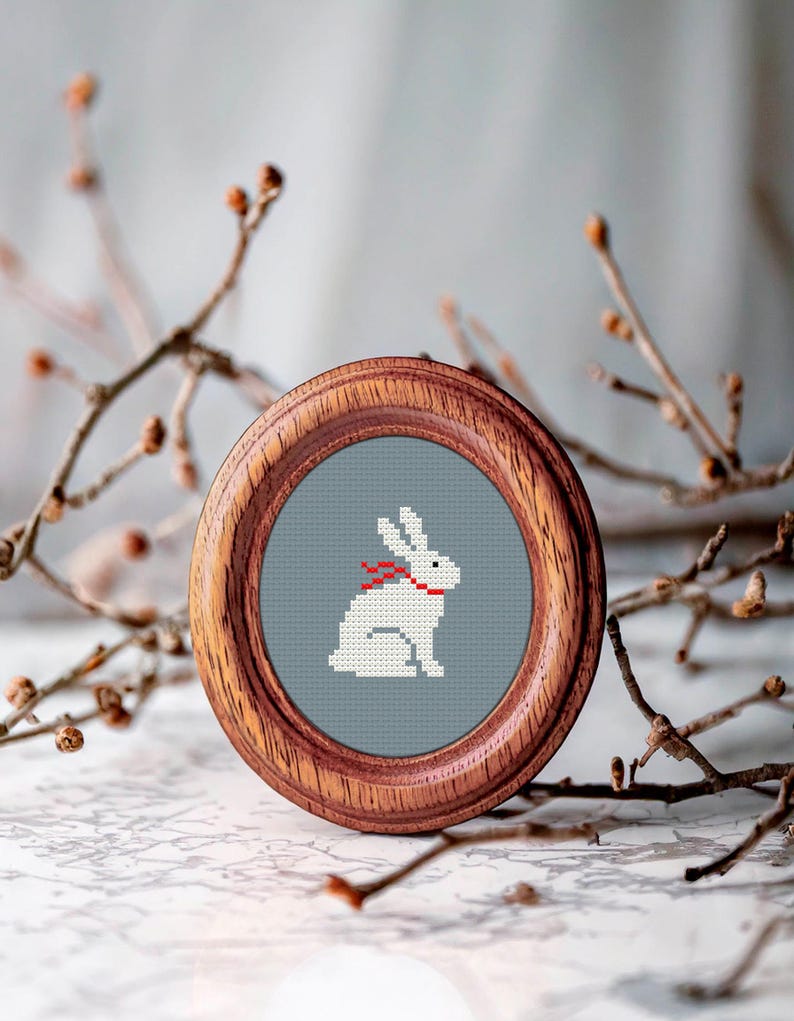 Easter Rabbit Cross Stitch Pattern for Beginners: Spring Embroidery ...