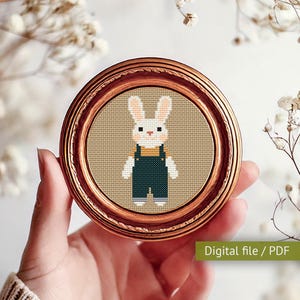 Rabbit cross stitch pattern for beginners, Hare embroidery, Cute animals cross stitch, Modern cross stitch, Funny rabbit cross stitch, PDF
