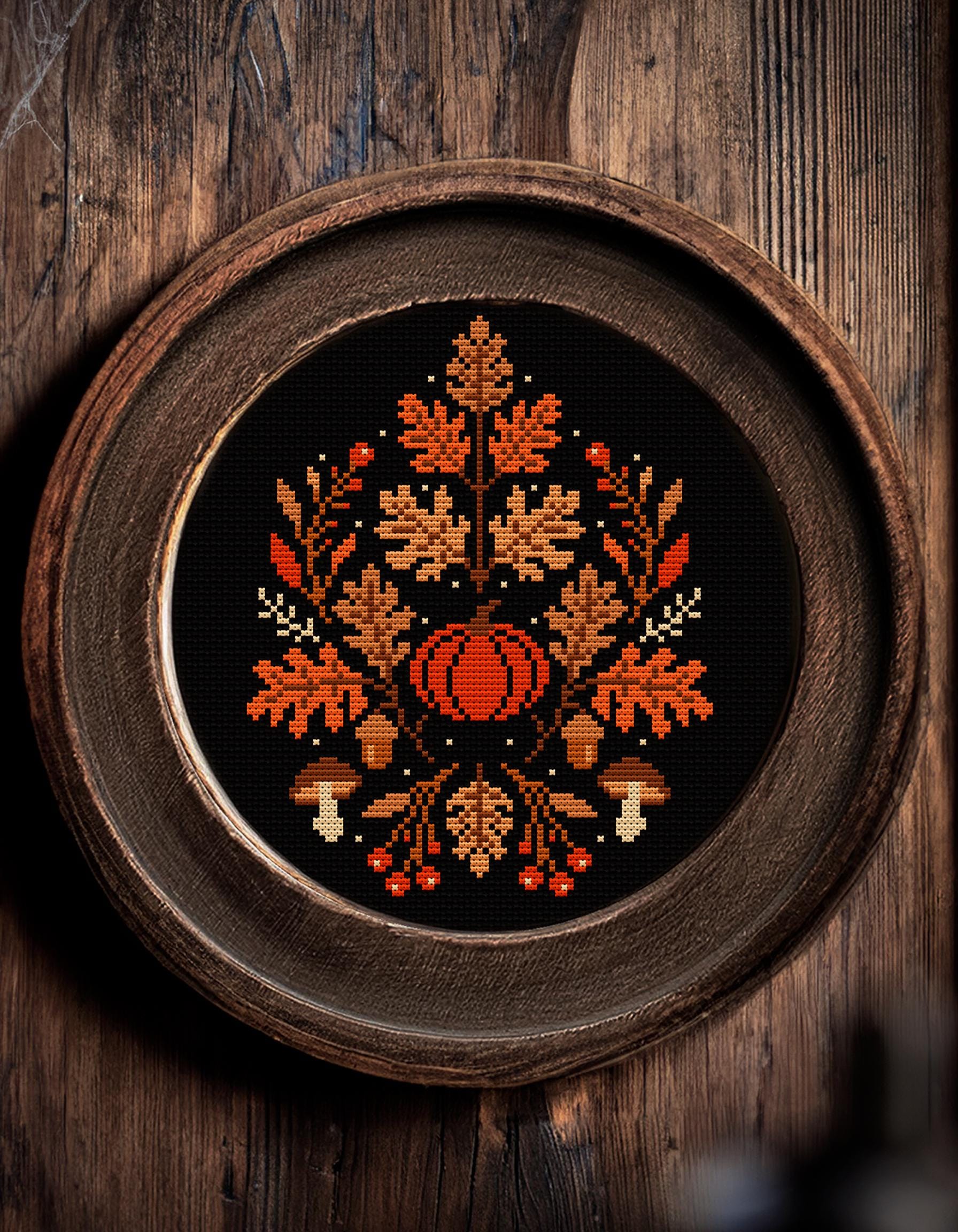 Autumn Sampler Cross Stitch Pattern, Pumpkin, Fall Embroidery (PDF ...