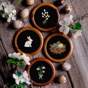 Easter Set Cross Stitch Pattern: Spring Embroidery, Eggs, Rabbit, Snowdrops (PDF Download)