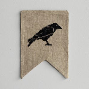 Kreuzstich Stickmuster mit Krähe für Anfänger: Halloween Herbst Stickerei Kreuzstich PDF Download