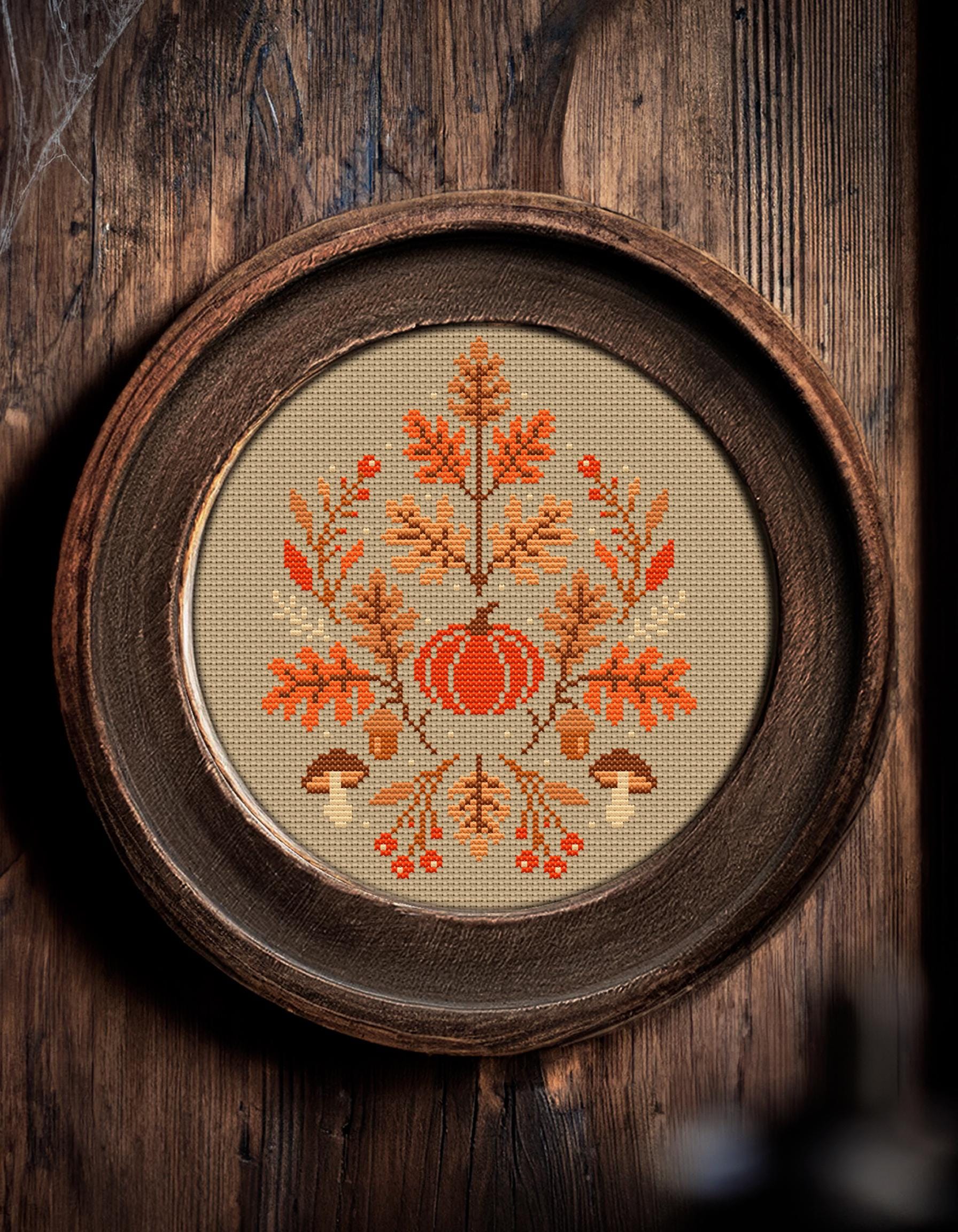 Autumn Sampler Cross Stitch Pattern, Pumpkin, Fall Embroidery (PDF ...