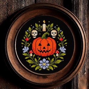 Halloween Kürbis Kreuzstich-Muster: Gruselig & Gruselig zum Sticken