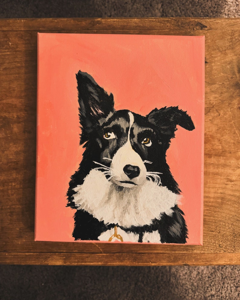 Hand-painted Custom Pet Portrait Acrylic Dog or Cat Painting image 1