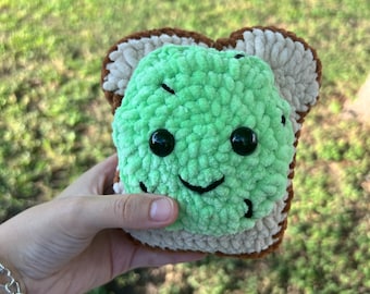 Avocado Toast Crochet Plushie Stuffed Animal Amigurumi