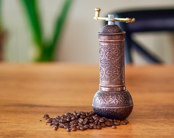 Vintage inspirierte Kaffeemühle, türkische Kaffeemühle, Kupfer-Kaffeemühle, manuelle Kaffeemühle, Kupfer-Pfeffermühle, Gewürzmühle