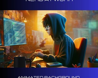 Animated Nerd Coder Workplace Background: Lofi Anime Vibe (MP4 Video ...
