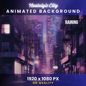Animated Background Nostalgic City Lofi Room Raining Vtuber | Lofi Twitch overlay vtuber background lofi vtuber