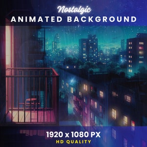 Animated Background Lofi Nostalgic Apartment Balcony Vtuber Background Lofi Twitch overlay vtuber background lofi vtuber Anime Style