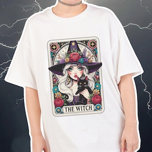 Tarot Card The Witch T-Shirt, Witchy Clothing, Dark Academia, Wiccan Wicca Clothes, Goblincore, Green Witch Aesthetic Shirt