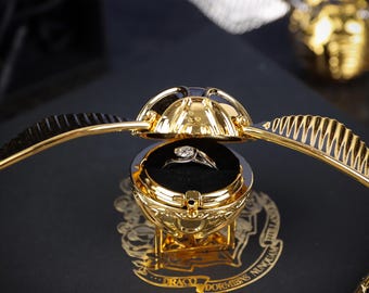 Caja para anillo de pedida única, caja para anillo con alas de fantasía, regalo romántico para pedida de mano, expositor de joyas para pedida de mano