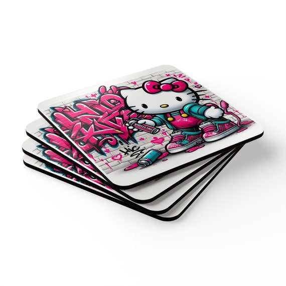 Custom Hello Kitty Corkwood Coaster Set